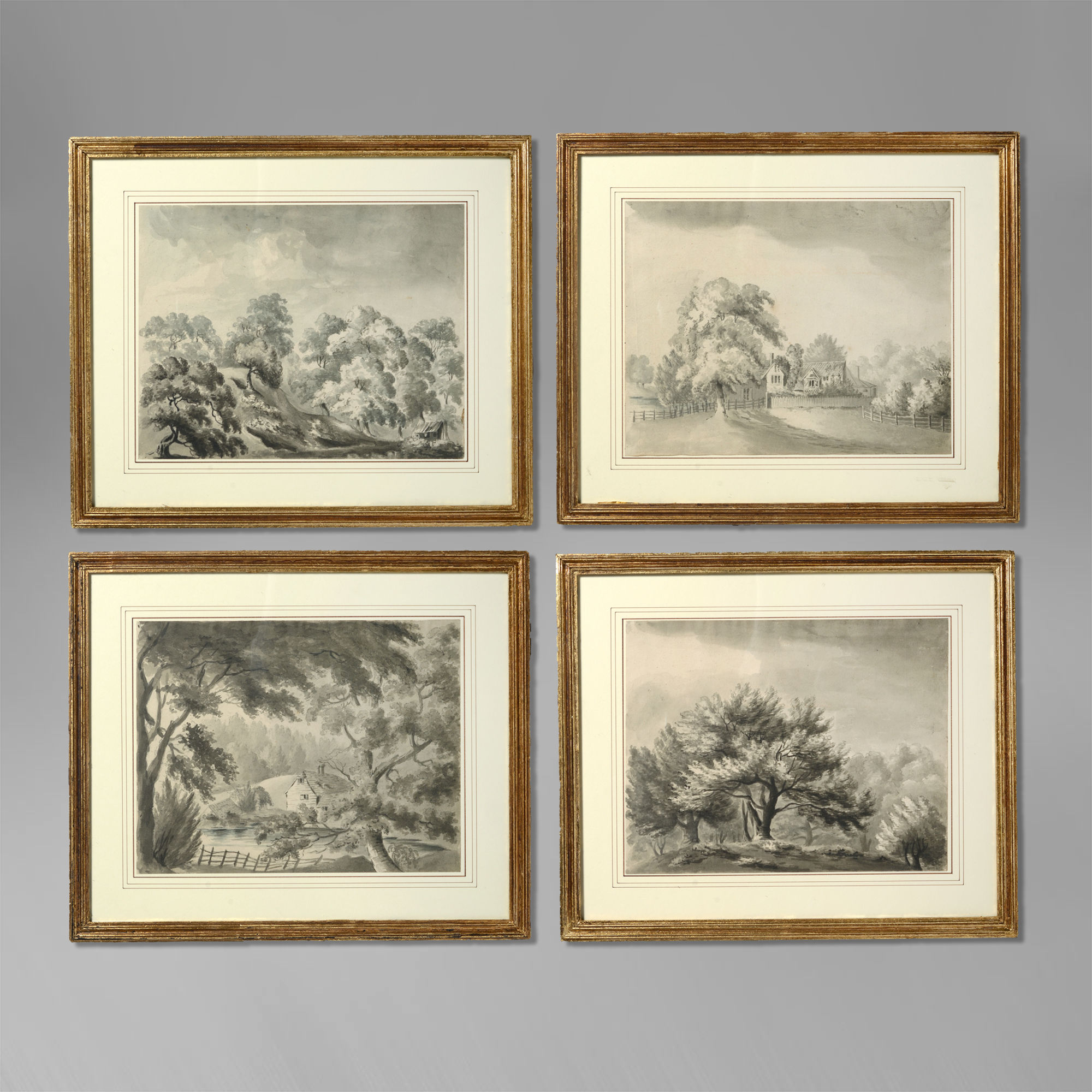 Four Early 19th Century Regency Period Sepia Landscapes
