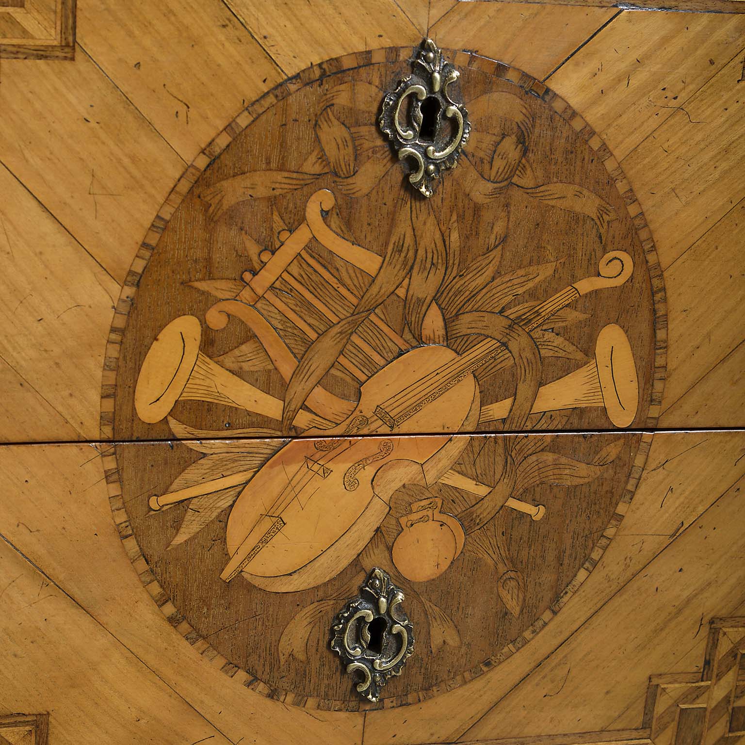 18th Century Transitional Period Marquetry and Parquetry Commode